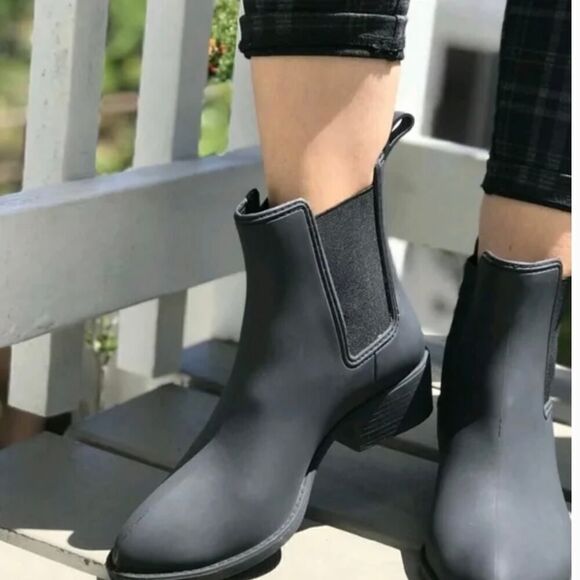 Jeffrey Campbell Havana Last Black Rubber Rain Boots Size 10 - Picture 2 of 15